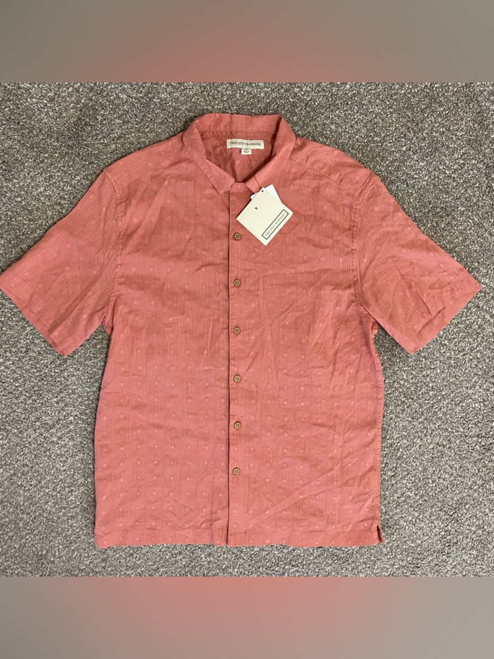Triscots St Raphael NWT Men’s Medium SS Cotton Button Down Shirt Muted Clay NEW